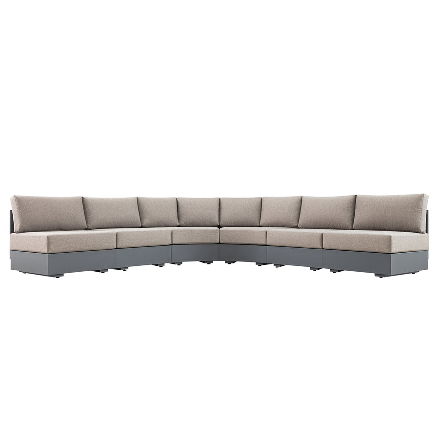 Jardin Aluminium Outdoor Modular 6-Piece Curved Corner Sofa Set, Granite