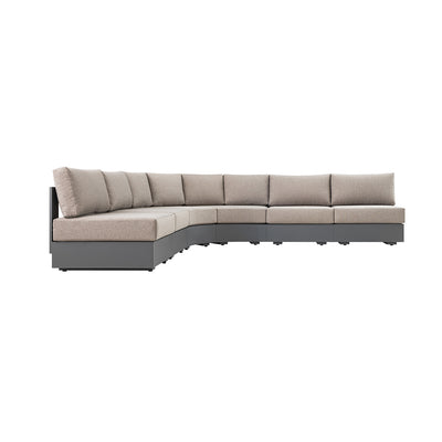Jardin Aluminium Outdoor Modular 6-Piece Curved Corner Sofa Set, Granite