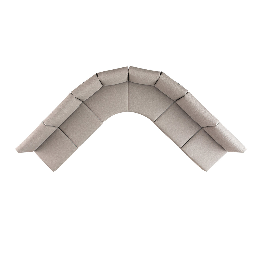 Jardin Aluminium Outdoor Modular 6-Piece Curved Corner Sofa Set, Granite