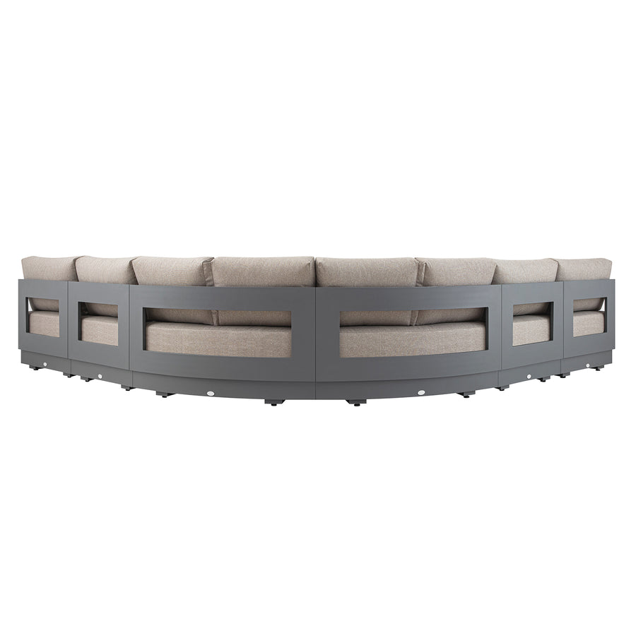 Jardin Aluminium Outdoor Modular 6-Piece Curved Corner Sofa Set, Granite
