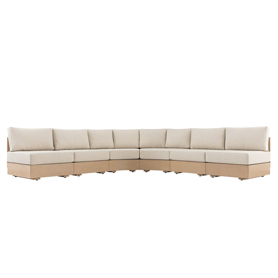 Jardin Aluminium Outdoor Modular 6-Piece Curved Corner Sofa Set, Natural