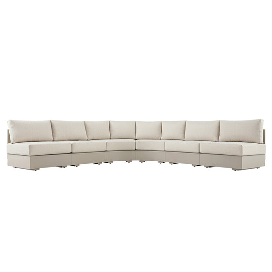 Jardin Aluminium Outdoor Modular 6-Piece Curved Corner Sofa Set, Pumice