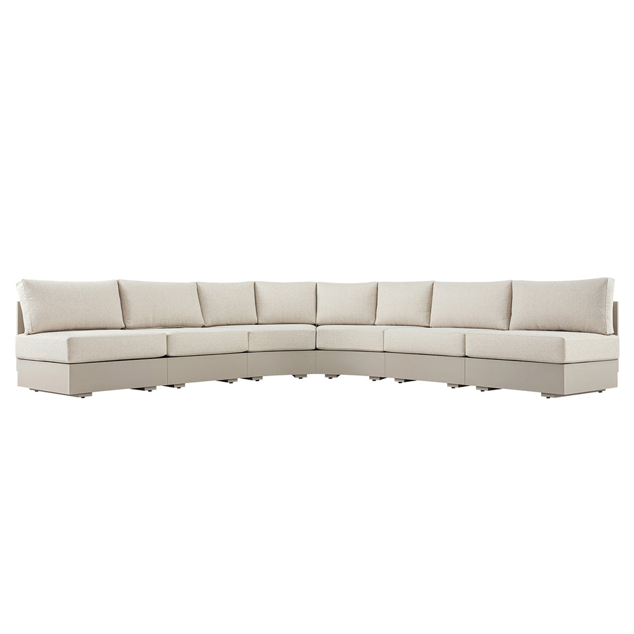 Jardin Aluminium Outdoor Modular 6-Piece Curved Corner Sofa Set, Pumice