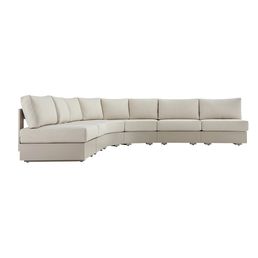Jardin Aluminium Outdoor Modular 6-Piece Curved Corner Sofa Set, Pumice