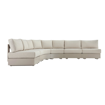 Jardin Aluminium Outdoor Modular 6-Piece Curved Corner Sofa Set, Pumice