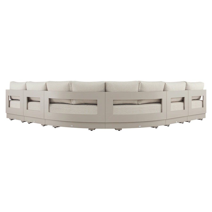 Jardin Aluminium Outdoor Modular 6-Piece Curved Corner Sofa Set, Pumice