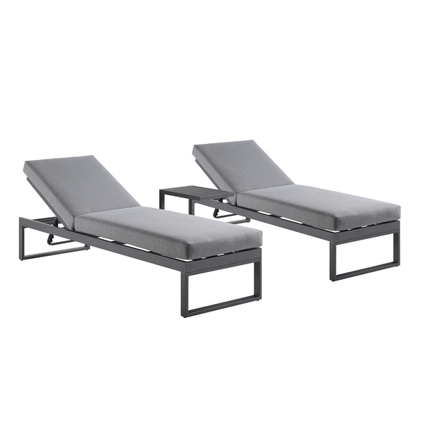 Albany Aluminium Sun Lounger and Side Table Set, Grey - daals