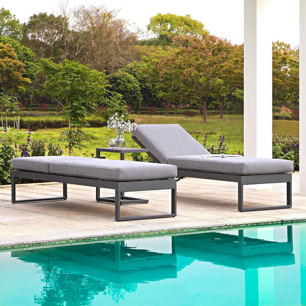 Albany Aluminium Sun Lounger and Side Table Set, Grey