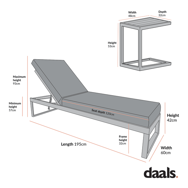 Albany Aluminium Sun Lounger and Side Table Set, White
