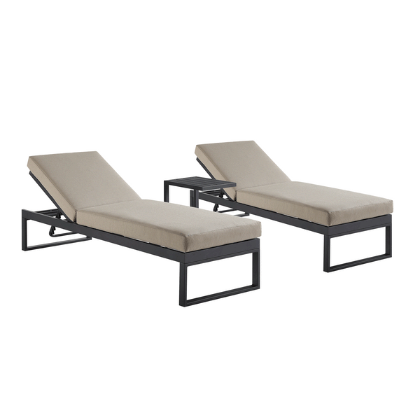 Albany Aluminium Sun Lounger and Side Table Set, Taupe - daals