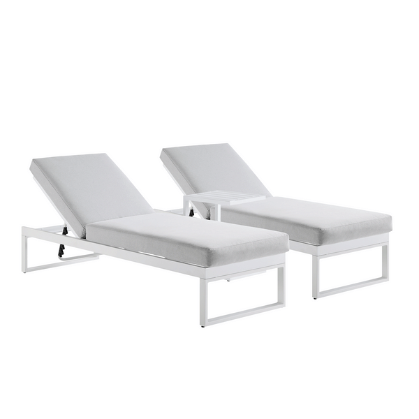 Albany Aluminium Sun Lounger and Side Table Set, White - daals