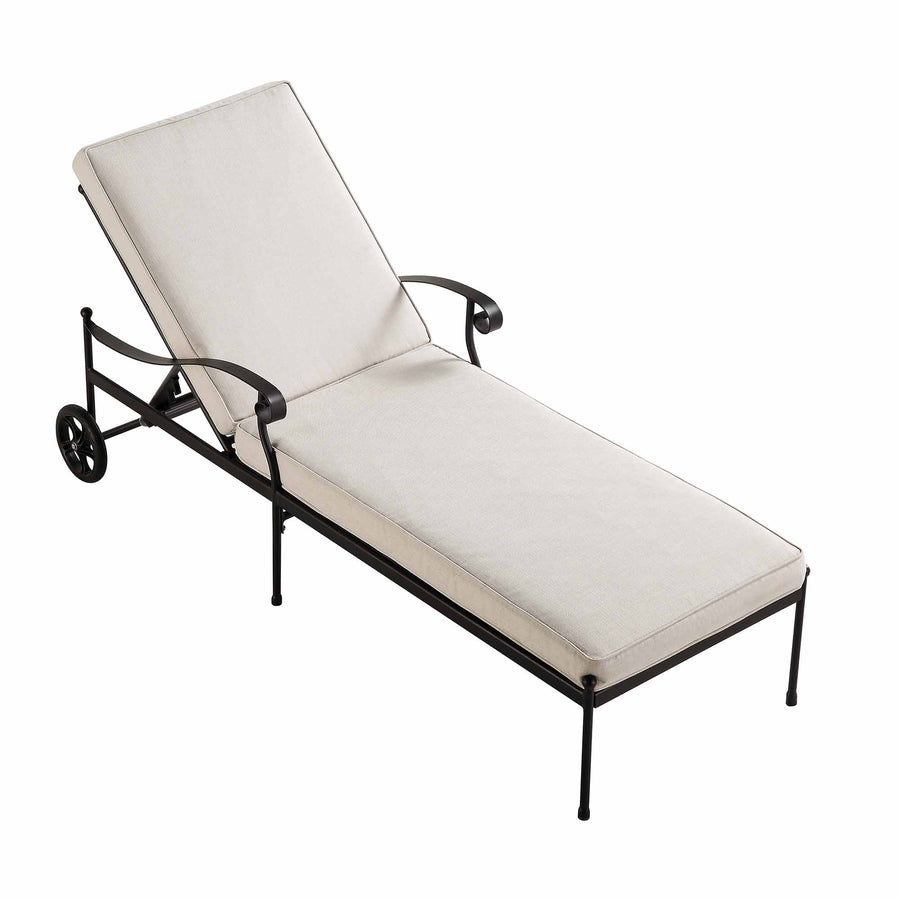 Haymes Metal Sun Lounger with Wheels, Beige