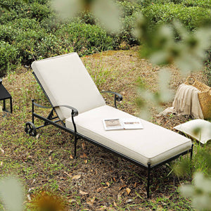 Haymes Metal Sun Lounger with Wheels, Beige