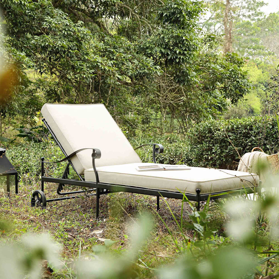 Haymes Metal Sun Lounger with Wheels, Beige