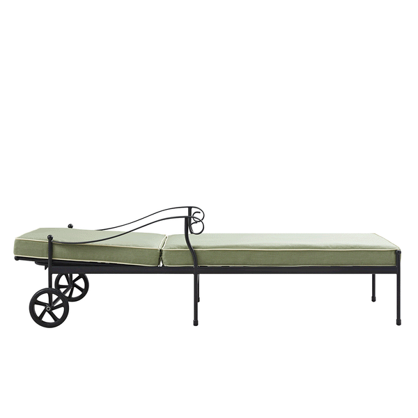 Haymes Metal Sun Lounger with Wheels, Reseda Green - daals