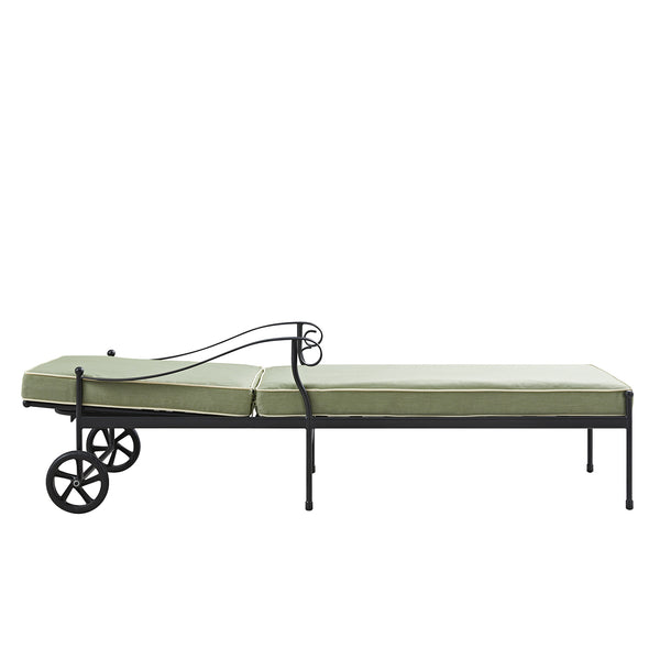 Haymes Metal Sun Lounger with Wheels, Reseda Green - daals