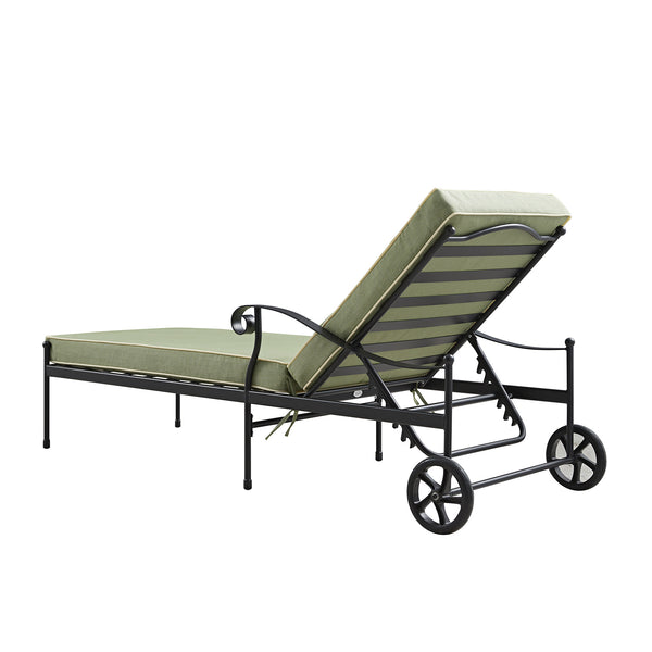 Haymes Metal Sun Lounger with Wheels, Reseda Green - daals