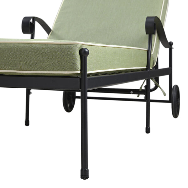 Haymes Metal Sun Lounger with Wheels, Reseda Green - daals