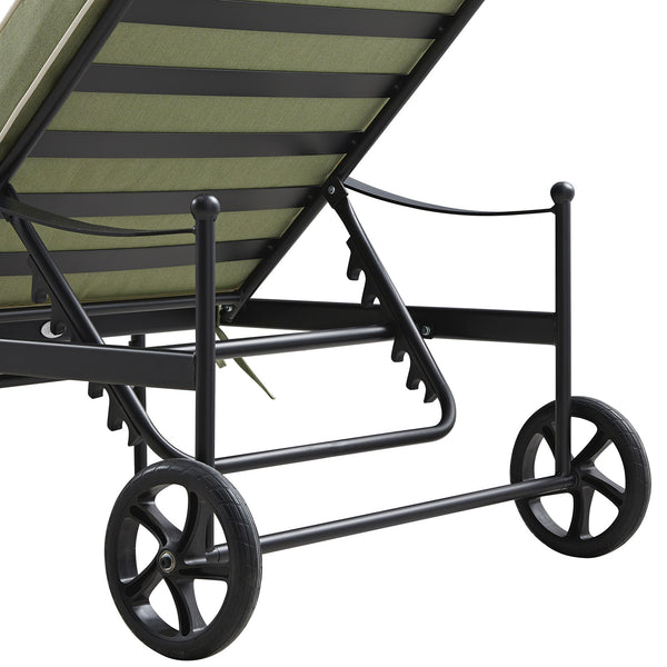 Haymes Metal Sun Lounger with Wheels, Reseda Green - daals