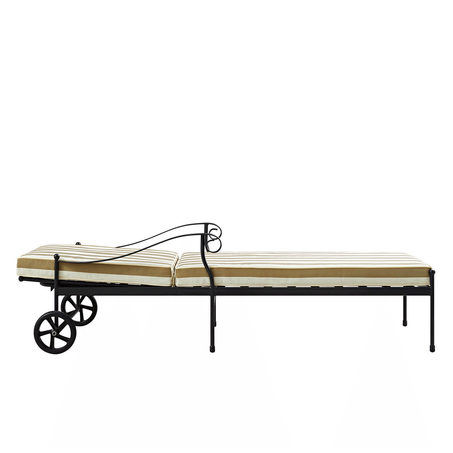 Haymes Metal Sun Lounger with Wheels, Khaki Stripe