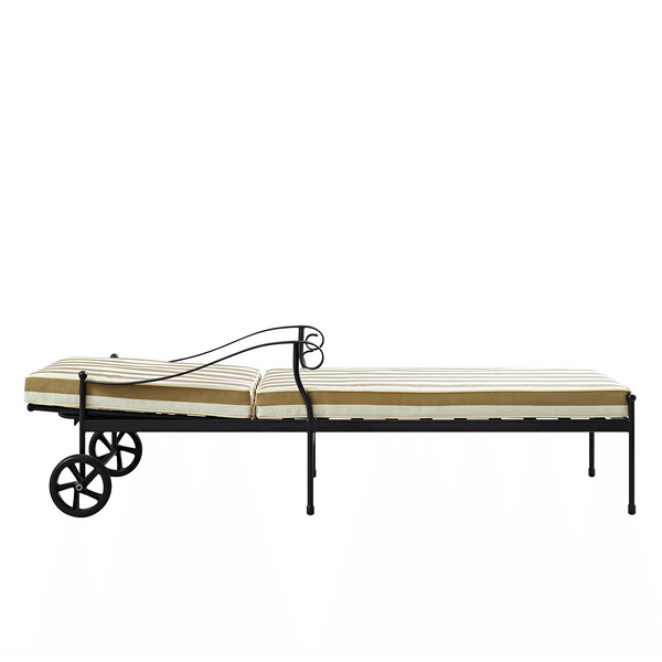 Haymes Metal Sun Lounger with Wheels, Khaki Stripe - daals
