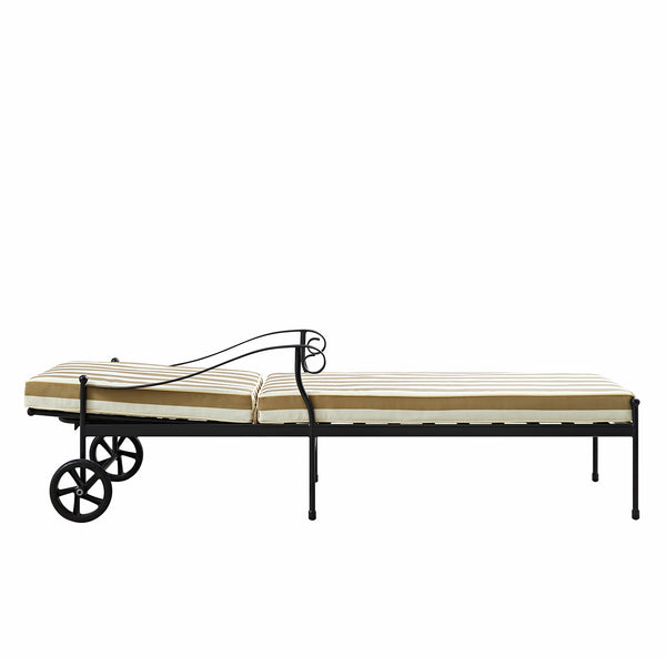 Haymes Metal Sun Lounger with Wheels, Khaki Stripe - daals