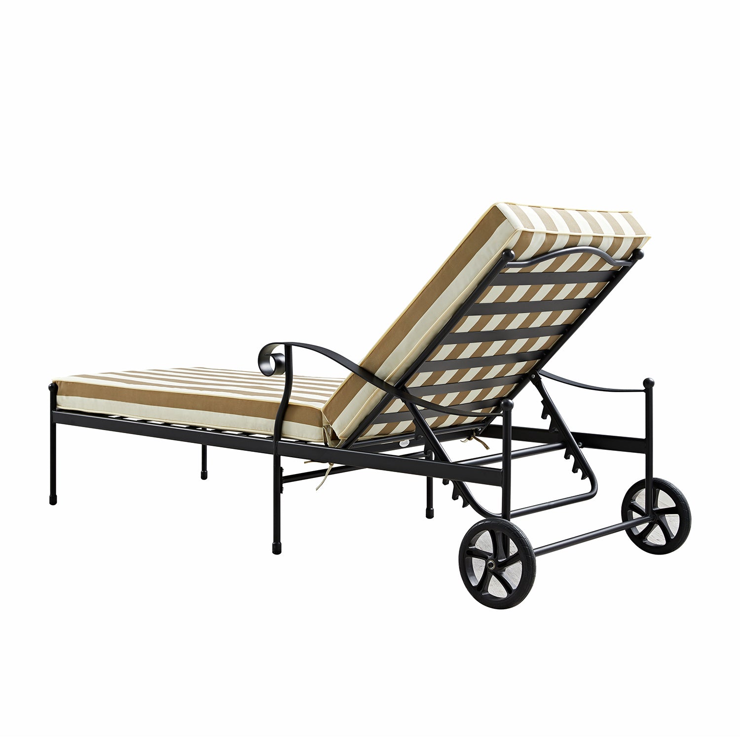 Haymes Metal Sun Lounger with Wheels, Khaki Stripe