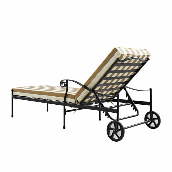 Haymes Metal Sun Lounger with Wheels, Khaki Stripe - daals
