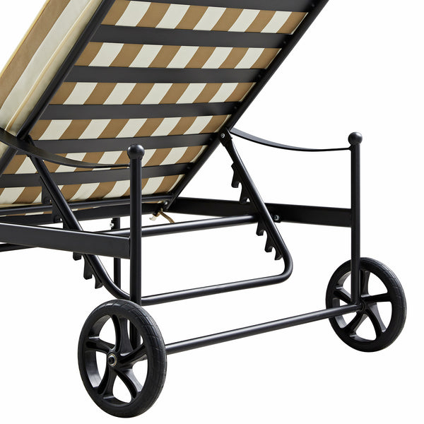 Haymes Metal Sun Lounger with Wheels, Khaki Stripe - daals