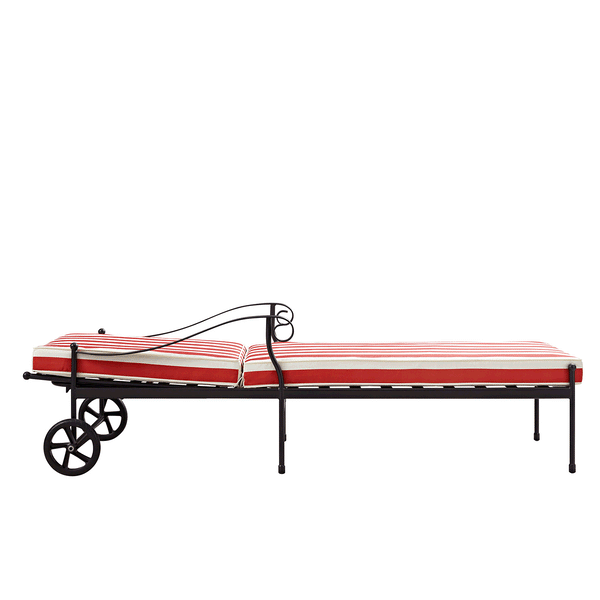 Haymes Metal Sun Lounger with Wheels, Scarlet Stripe - daals