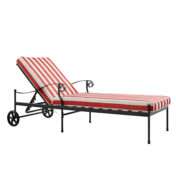 Haymes Metal Sun Lounger with Wheels, Scarlet Stripe - daals