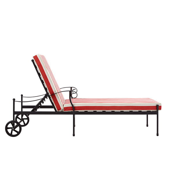 Haymes Metal Sun Lounger with Wheels, Scarlet Stripe - daals