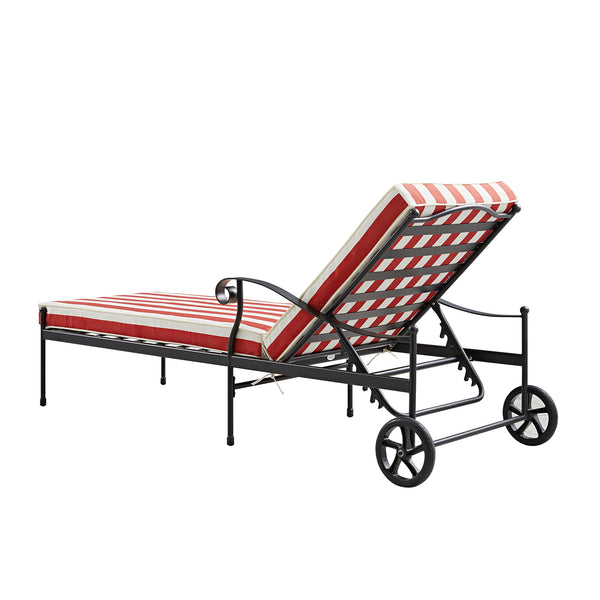 Haymes Metal Sun Lounger with Wheels, Scarlet Stripe - daals