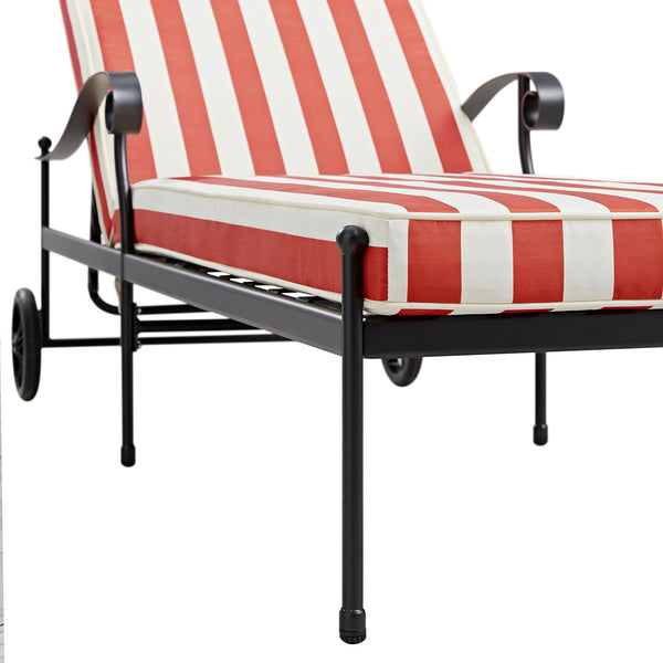 Haymes Metal Sun Lounger with Wheels, Scarlet Stripe - daals