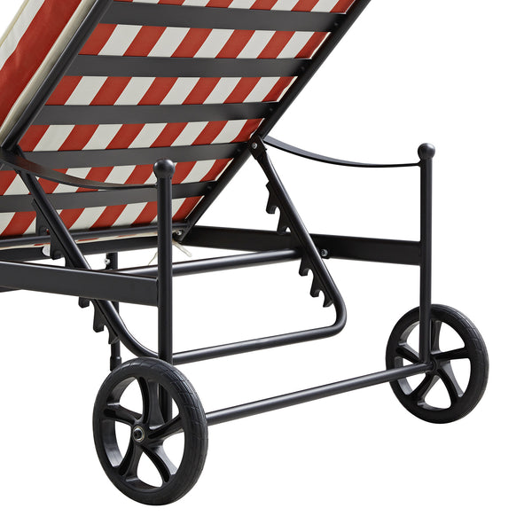 Haymes Metal Sun Lounger with Wheels, Scarlet Stripe - daals