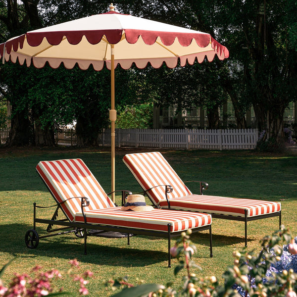Haymes Metal Sun Lounger with Wheels, Scarlet Stripe - daals