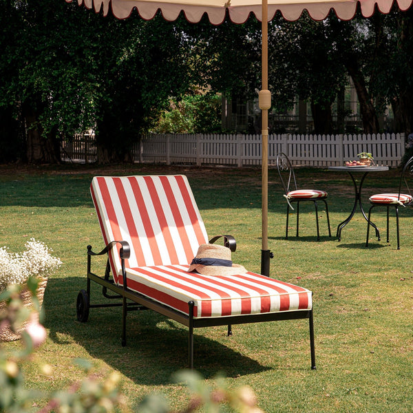 Haymes Metal Sun Lounger with Wheels, Scarlet Stripe - daals
