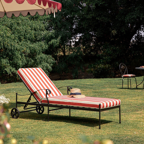 Haymes Metal Sun Lounger with Wheels, Scarlet Stripe - daals