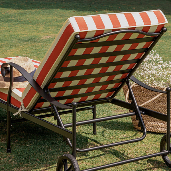 Haymes Metal Sun Lounger with Wheels, Scarlet Stripe - daals