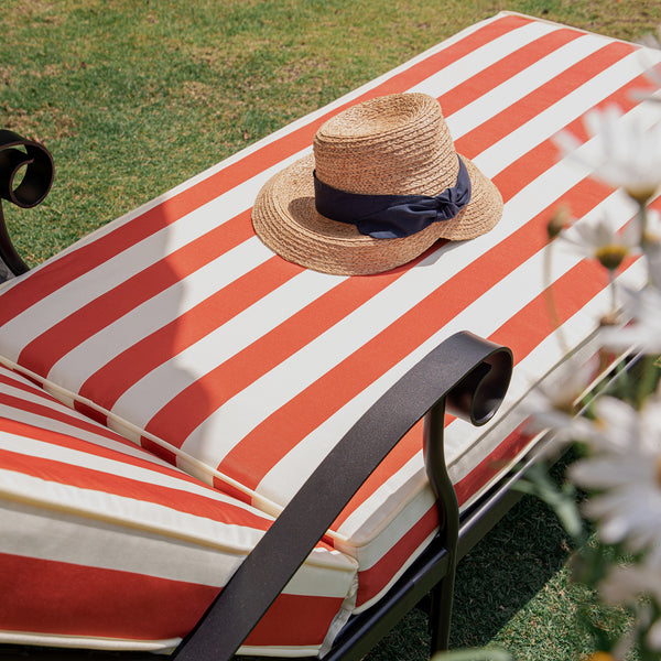 Haymes Metal Sun Lounger with Wheels, Scarlet Stripe - daals
