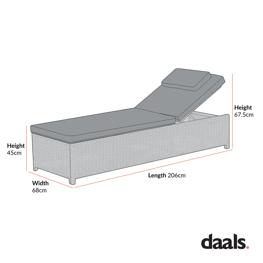 Hampshire Round Wicker Rattan Sun Lounger, Light Grey