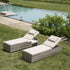 Hampshire Round Wicker Rattan Sun Lounger Set with Side Table, Light Grey - daals