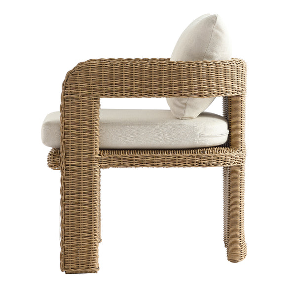 Stanford Round Wicker Outdoor Dining Chair Set, Natural