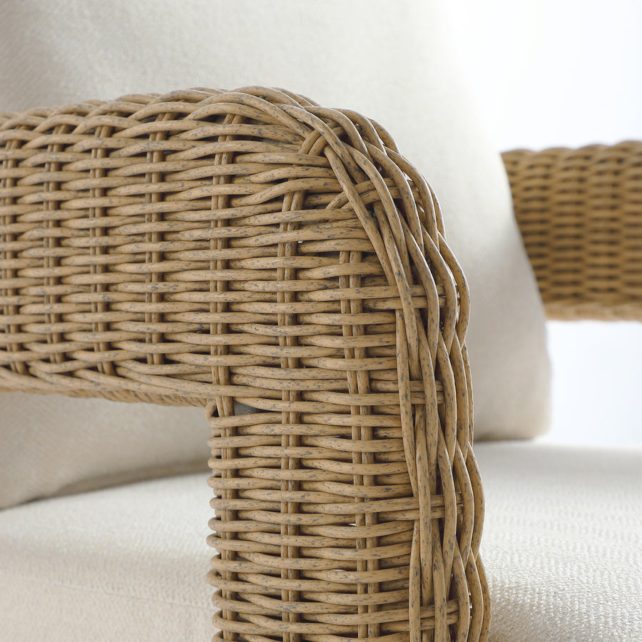 Stanford Round Wicker Outdoor Dining Chair Set, Natural