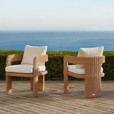 Stanford Round Wicker Outdoor Dining Chair Set, Natural