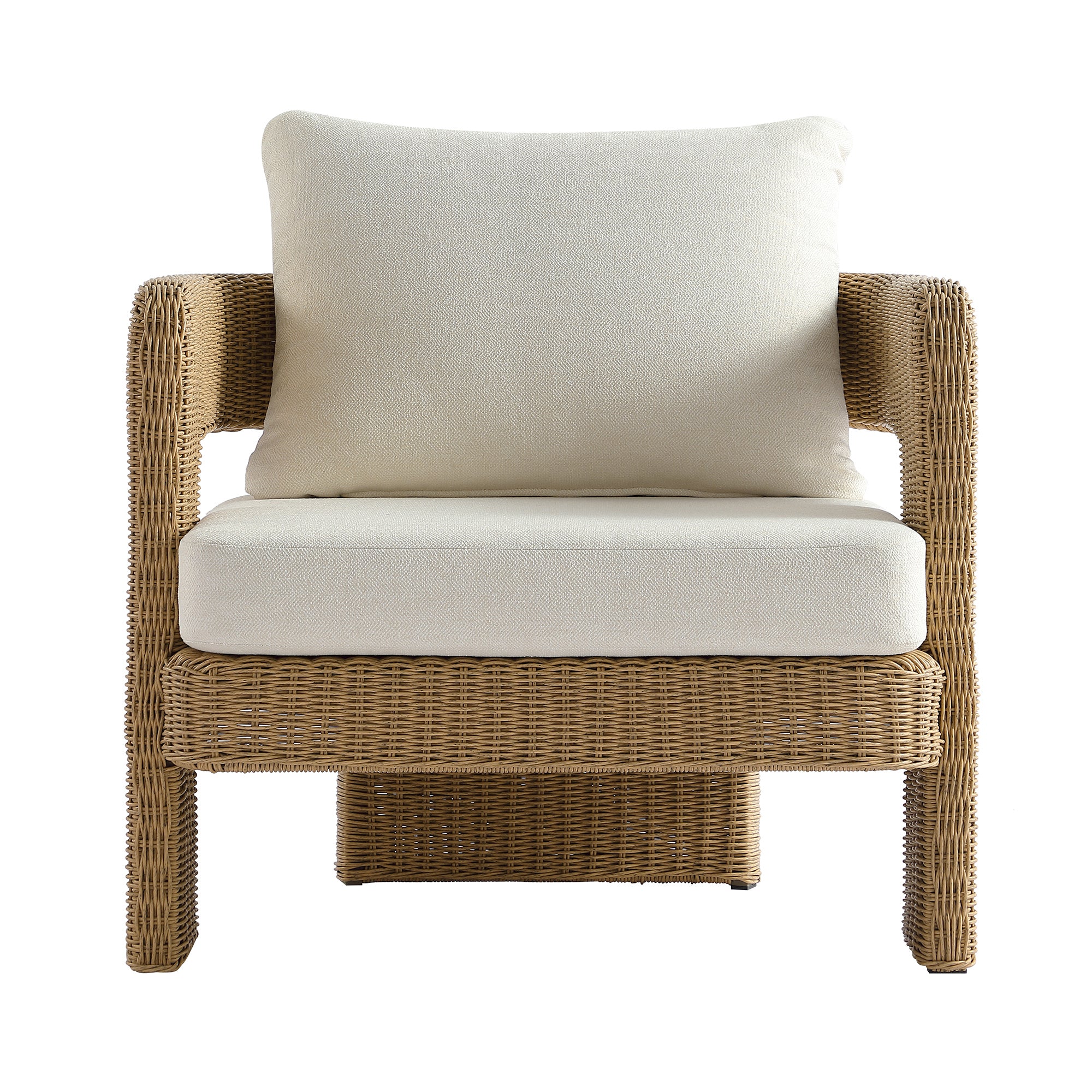 Stanford Round Wicker Outdoor Armchair Set, Natural