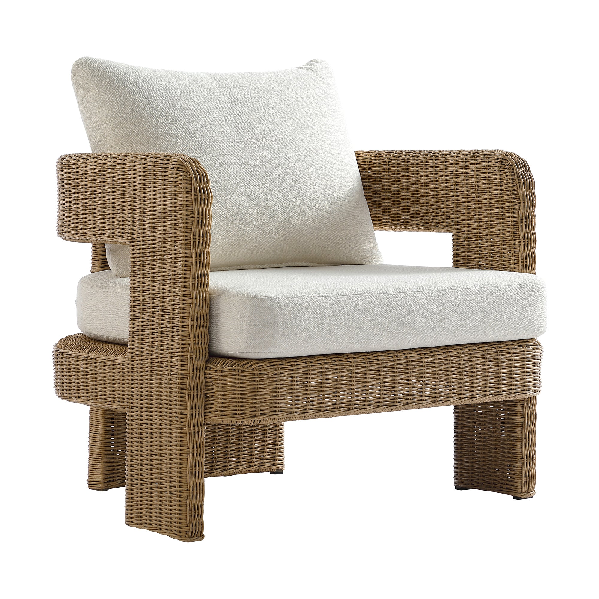 Stanford Round Wicker Outdoor Armchair Set, Natural
