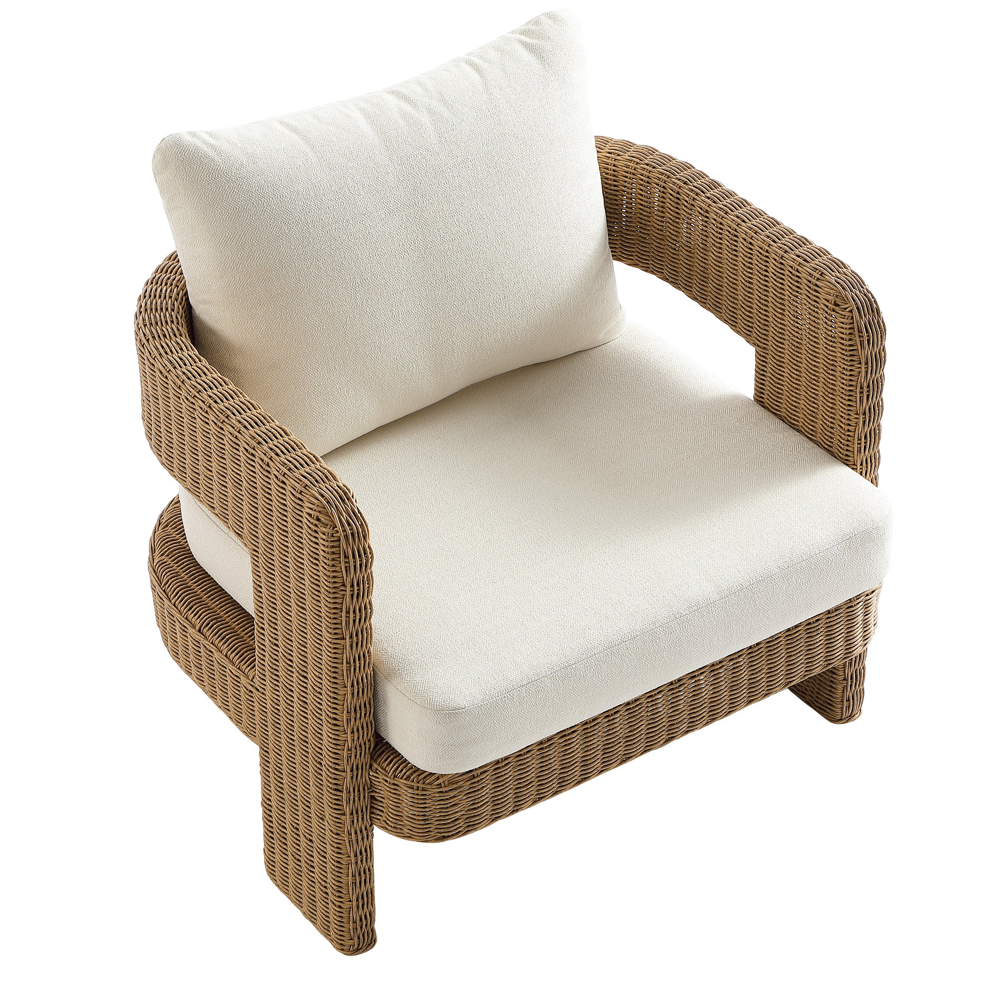Stanford Round Wicker Outdoor Armchair Set, Natural
