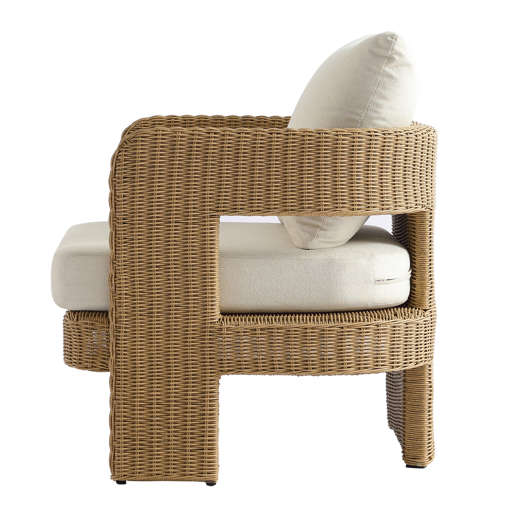 Stanford Round Wicker Outdoor Armchair Set, Natural