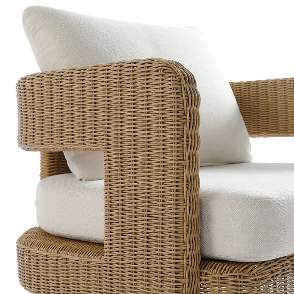 Stanford Round Wicker Outdoor Armchair Set, Natural